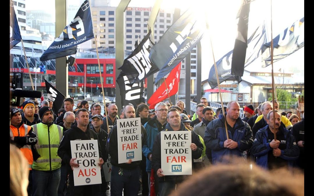 Stop the China Free Trade Agreement – rally – CFMEU and other unions