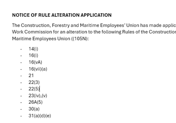 NOTICE OF RULE ALTERATION APPLICATION – 28.05.2024